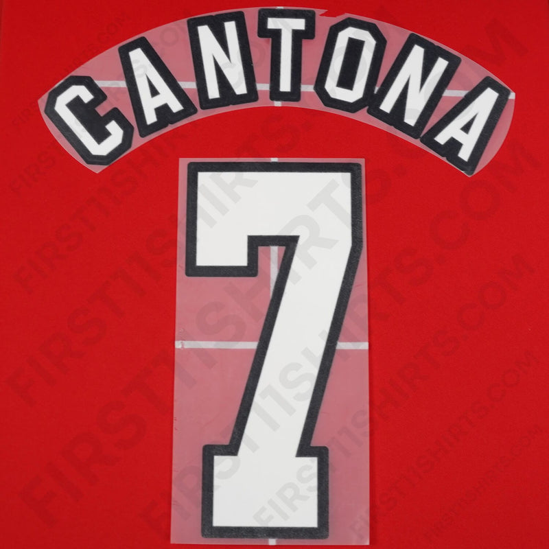 1996/97 Manchester United Home Name Set Cantona 7 Flock (Repro)