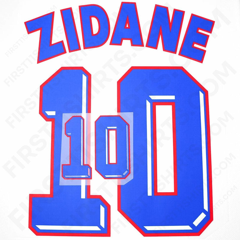 1998/99 France Away Name Set Zidane 10 v2 (Repro)