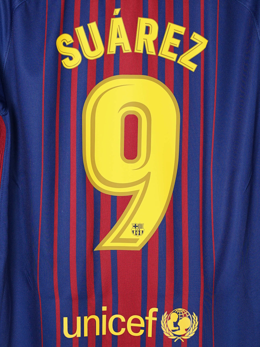 2017/18 Barcelona Suarez #9 Home Shirt (M)