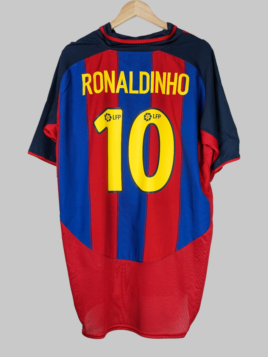 FC Barcelona Home Shirt 2003/4 Ronaldinho 10 (XXL)