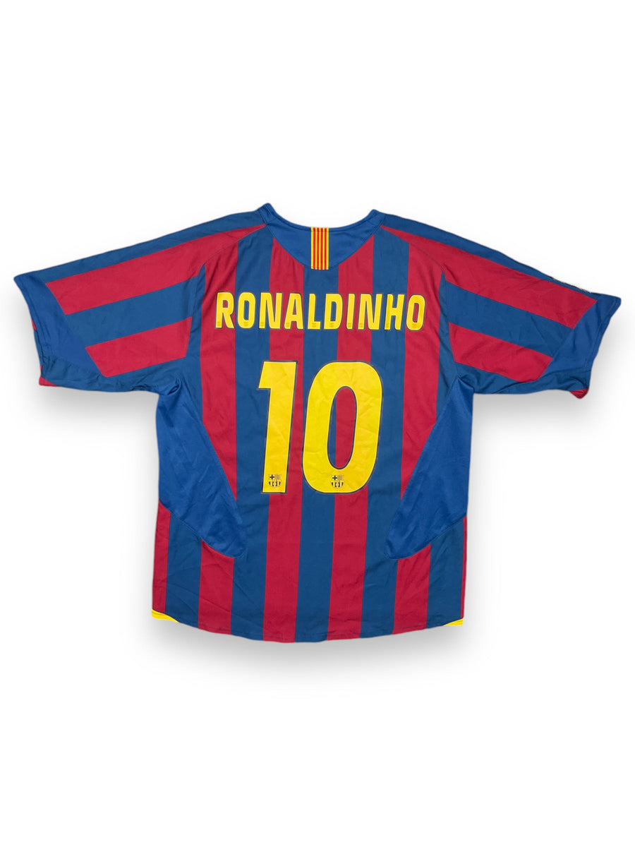FC Barcelona Home Shirt 2005/6 Ronaldinho 10 - 9/10 - L