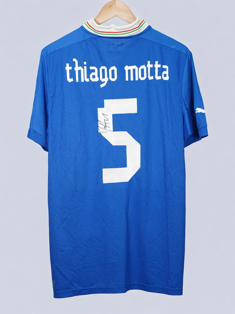 Italy Home Shirt 2011/12 Signed Thiago Motta 5 (XL)