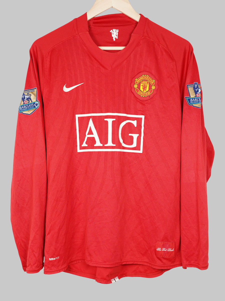 2007/08 Manchester United Berbatov #9 Home Shirt L/S (L)