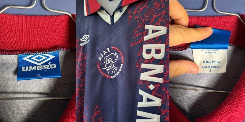 umbro ajax ホームユニフォーム 90s 青タグ oldゲームシャツ How to Spot a Real Vintage Ajax Shirt (Umbro 90s Guide) | First11