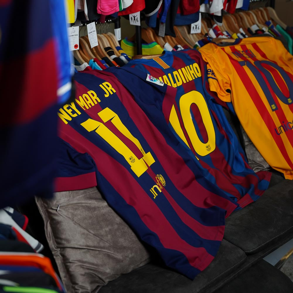Retro Barcelona football shirts and vintage kits from La Liga and Champions League triumphs.
