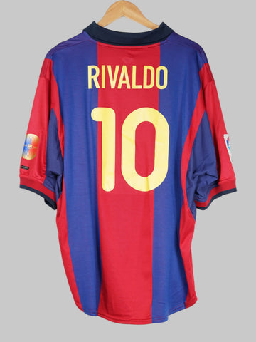 2000/1 Barcelona Rivaldo #10 Home Shirt (XL)