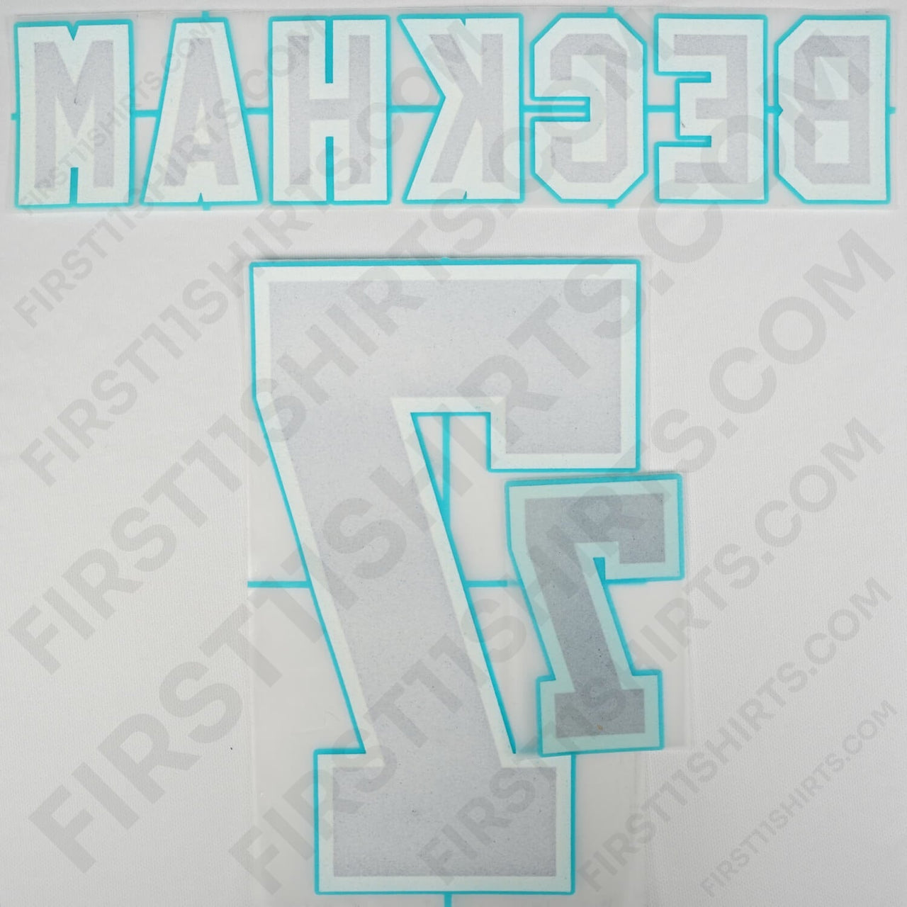 1995 - 97 England Home Name Set Beckham 7 Flock (Repro)