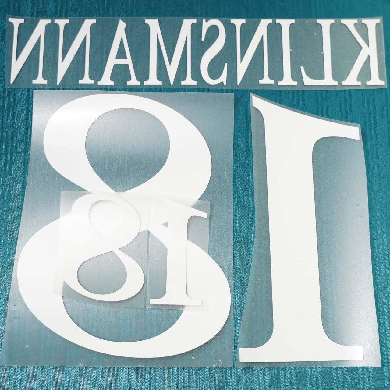 1996/97 Germany Away Name Set Klinsmann 18 Flock (Repro)