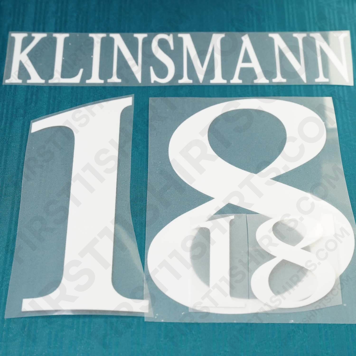 1996/97 Germany Away Name Set Klinsmann 18 Flock (Repro)