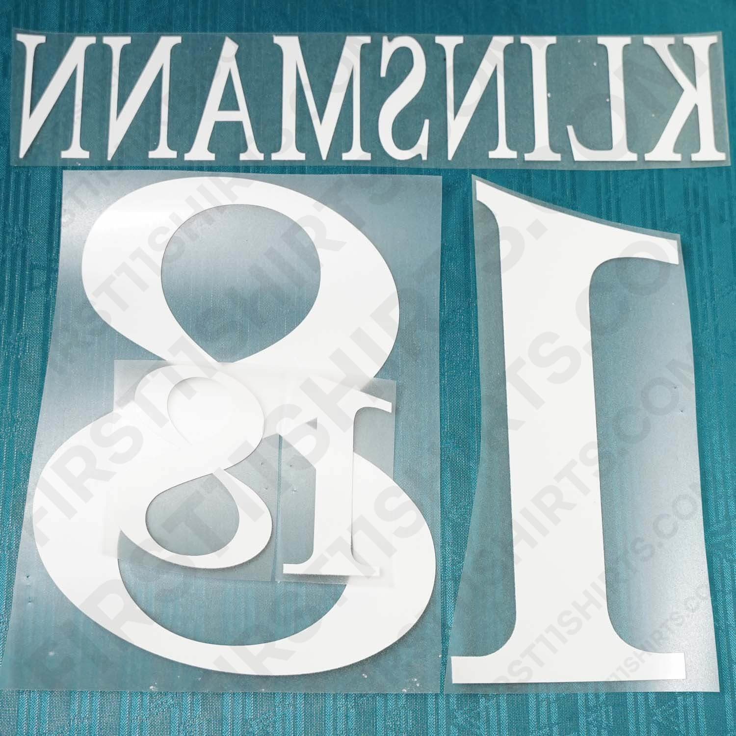 1996/97 Germany Away Name Set Klinsmann 18 Flock (Repro)