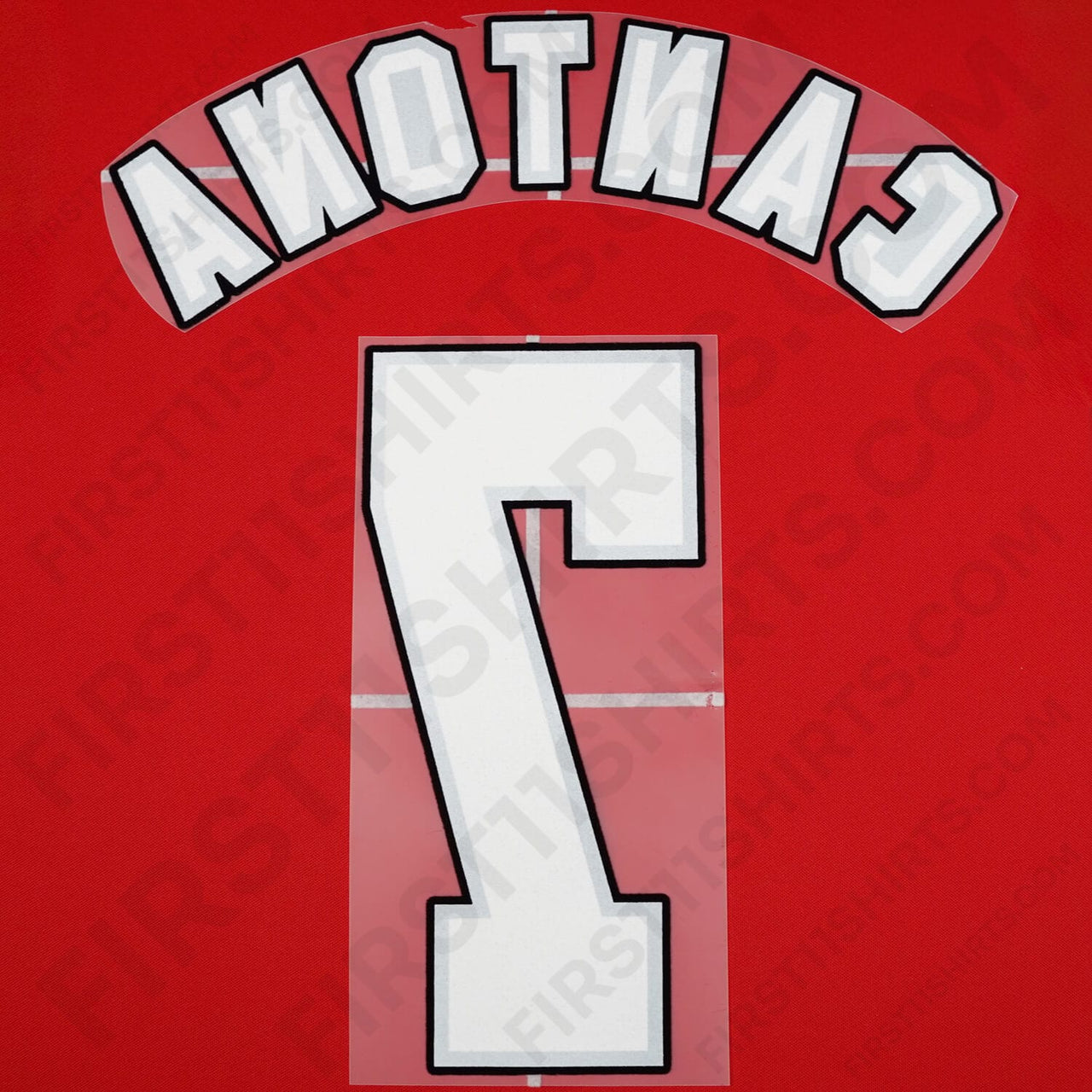 1996/97 Manchester United Home Name Set Cantona 7 Flock (Repro)
