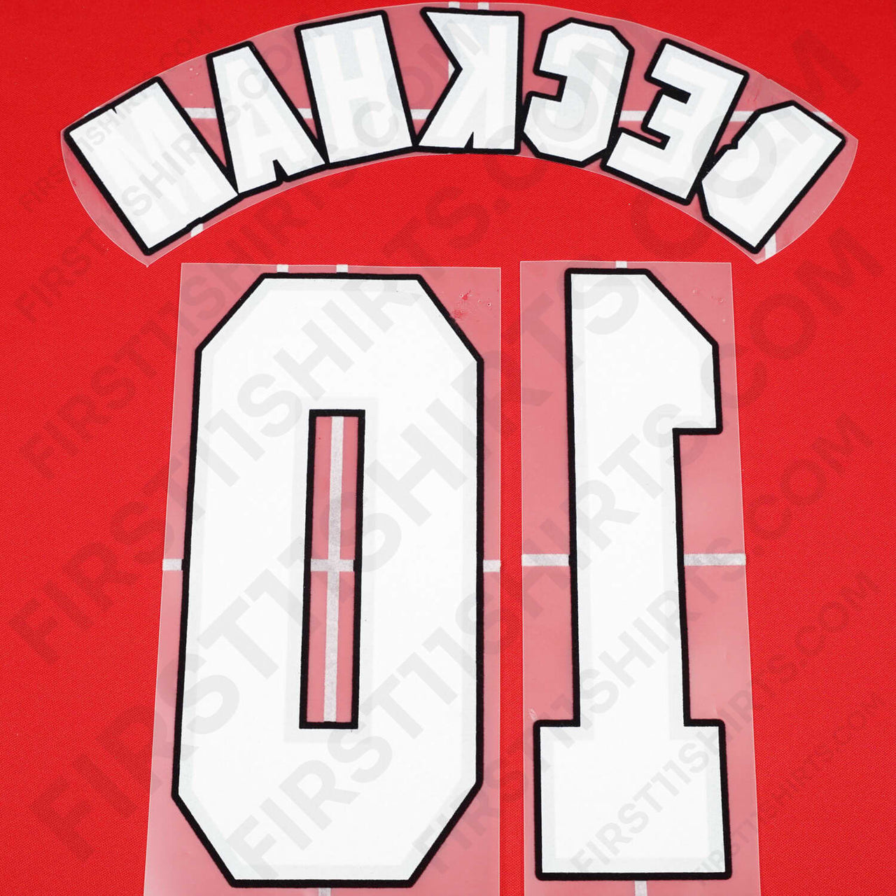 1996/97 Manchester United Home/Third Name Set Beckham 10 Flock (Repro)