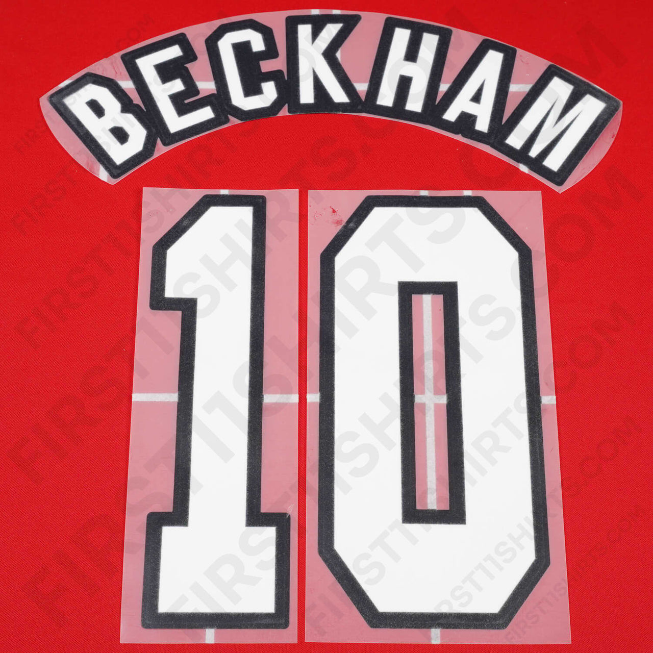 1996/97 Manchester United Home/Third Name Set Beckham 10 Flock (Repro)