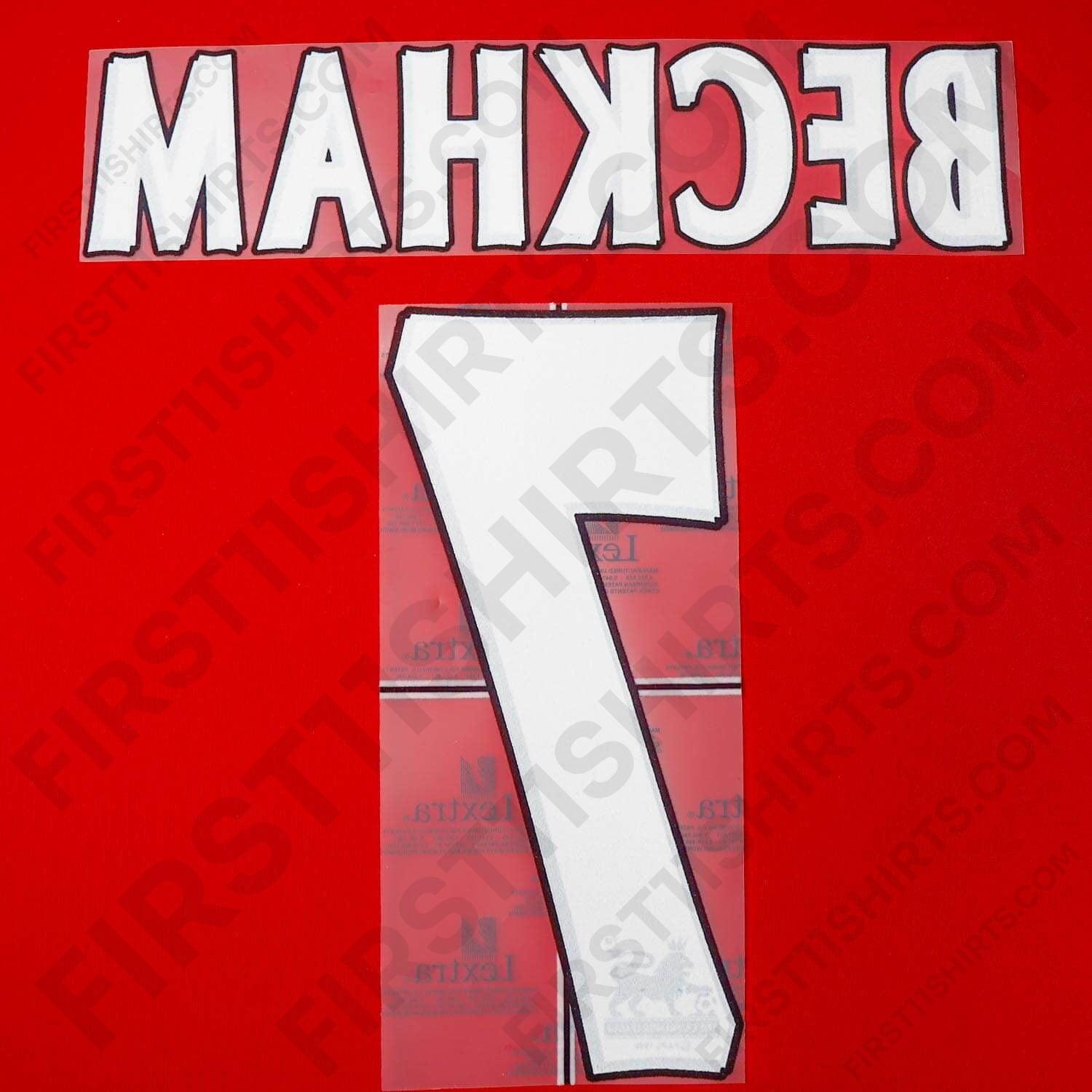 1998 - 00 Manchester United Home Name Set Beckham 7 Flock (Repro)