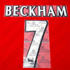 1998-00 Manchester United Home Name Set Beckham #7 Flock (Repro)
