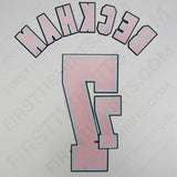 1998/99 England Home Name Set Beckham 7 Flock (Repro)