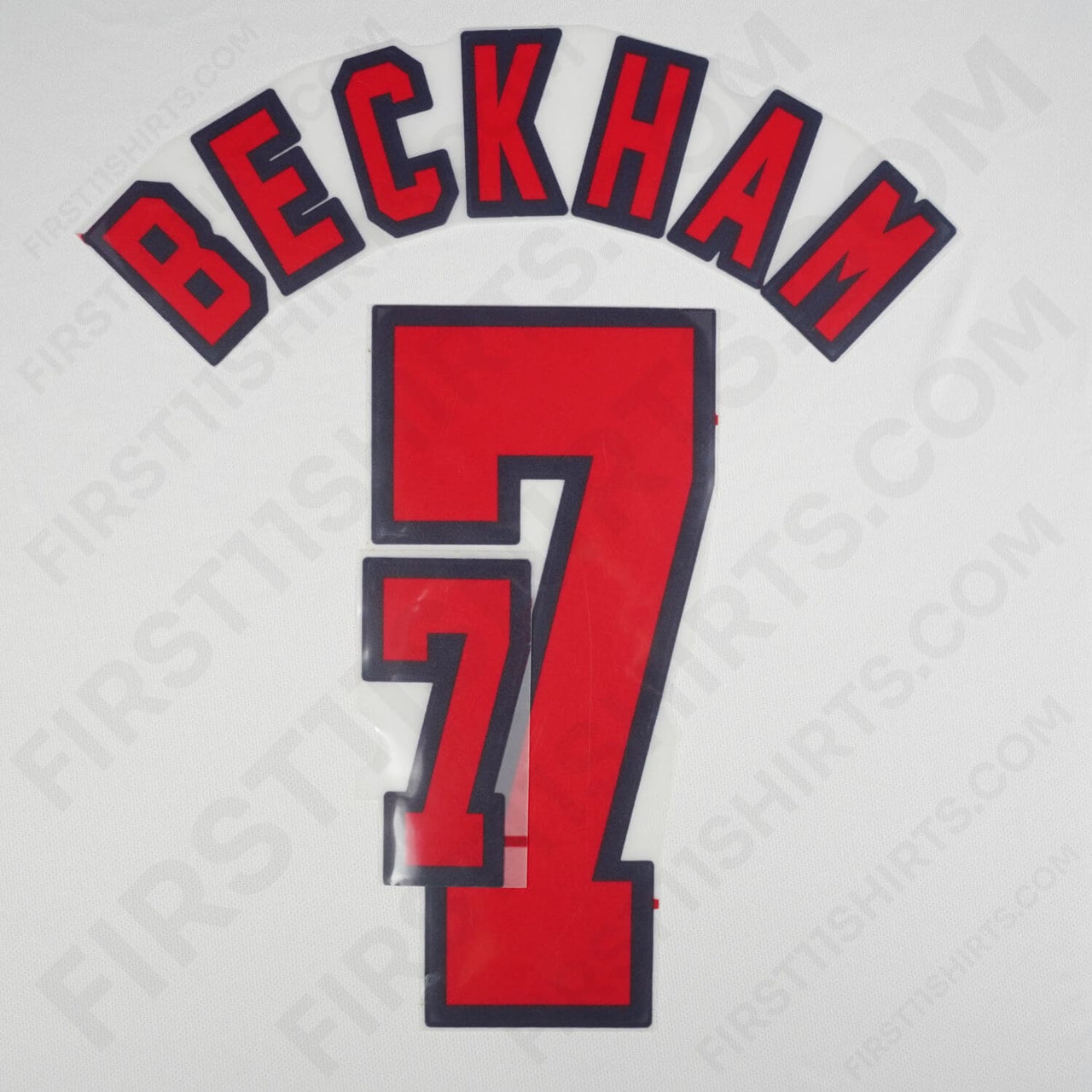 1998/99 England Home Name Set Beckham 7 Flock (Repro)