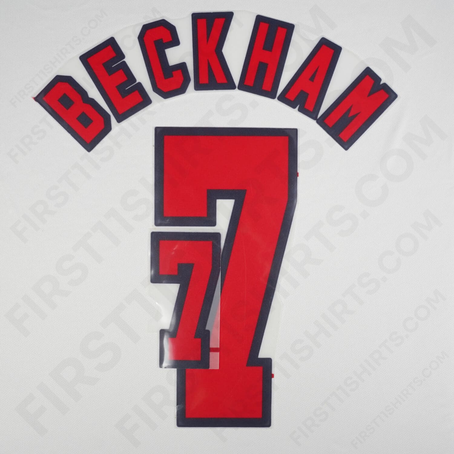 1998/99 England Home Name Set Beckham 7 Flock (Repro)