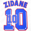 1998/99 France Away Name Set Zidane #10 v2 (Repro)