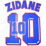 1998/99 France Away Name Set Zidane 10 v2 (Repro)