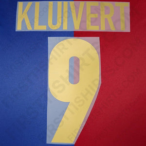 1999/00 FC Barcelona Home Name Set Kluivert 9 (Repro)
