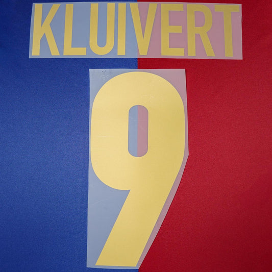 1999/00 FC Barcelona Home Name Set Kluivert 9 (Repro)