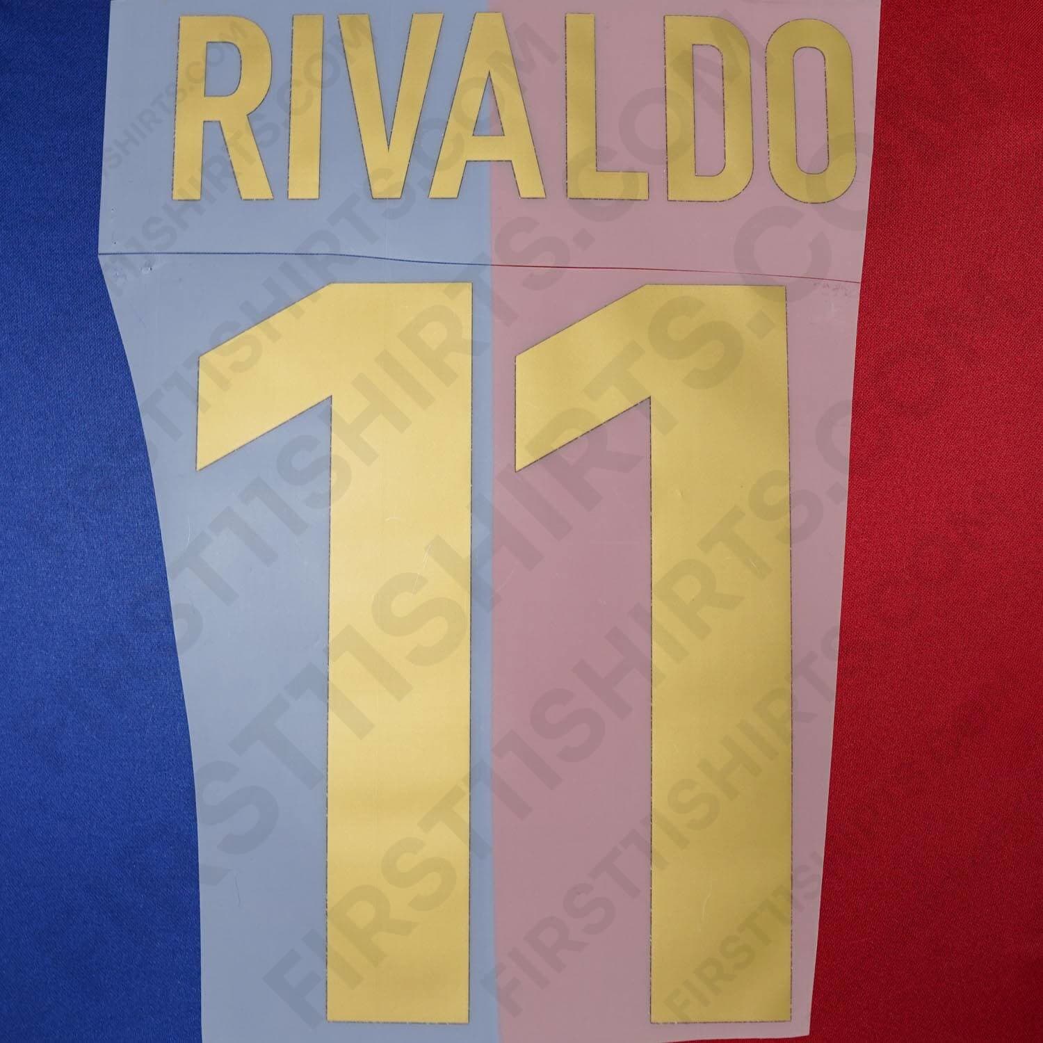 1999/00 FC Barcelona Home Name Set Rivaldo 11 (Repro)