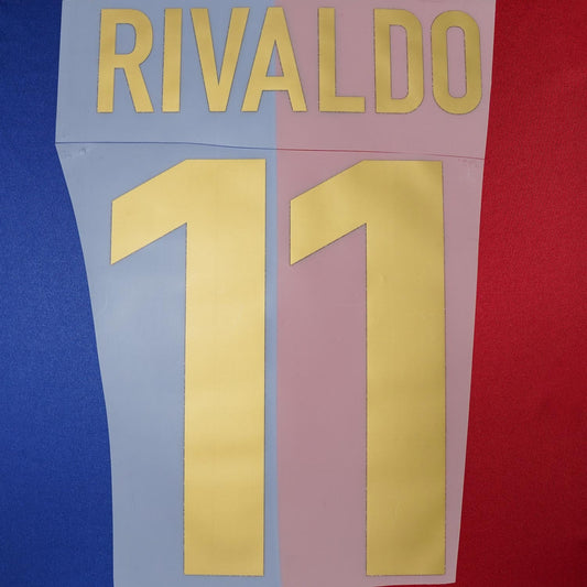 1999/00 FC Barcelona Home Name Set Rivaldo 11 (Repro)