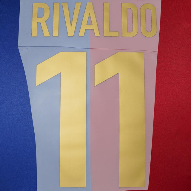 1999/00 FC Barcelona Home Name Set Rivaldo 11 (Repro)