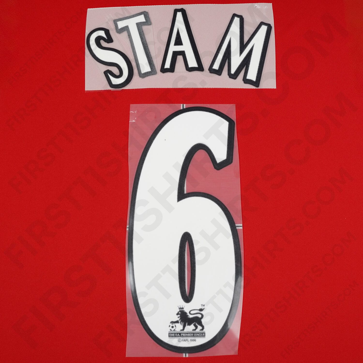 2000 - 02 Manchester United Home Flock Name Set Stam 6 (Repro)