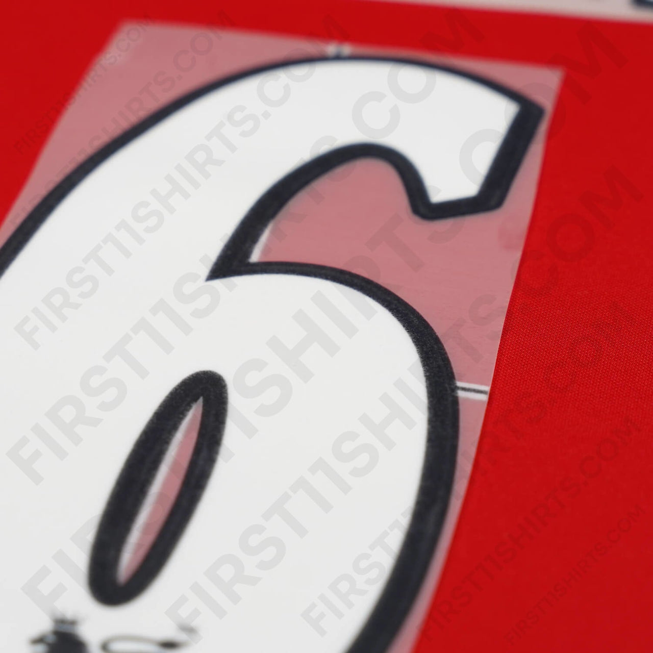 2000 - 02 Manchester United Home Flock Name Set Stam 6 (Repro)