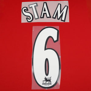 2000 - 02 Manchester United Home Flock Name Set Stam 6 (Repro)