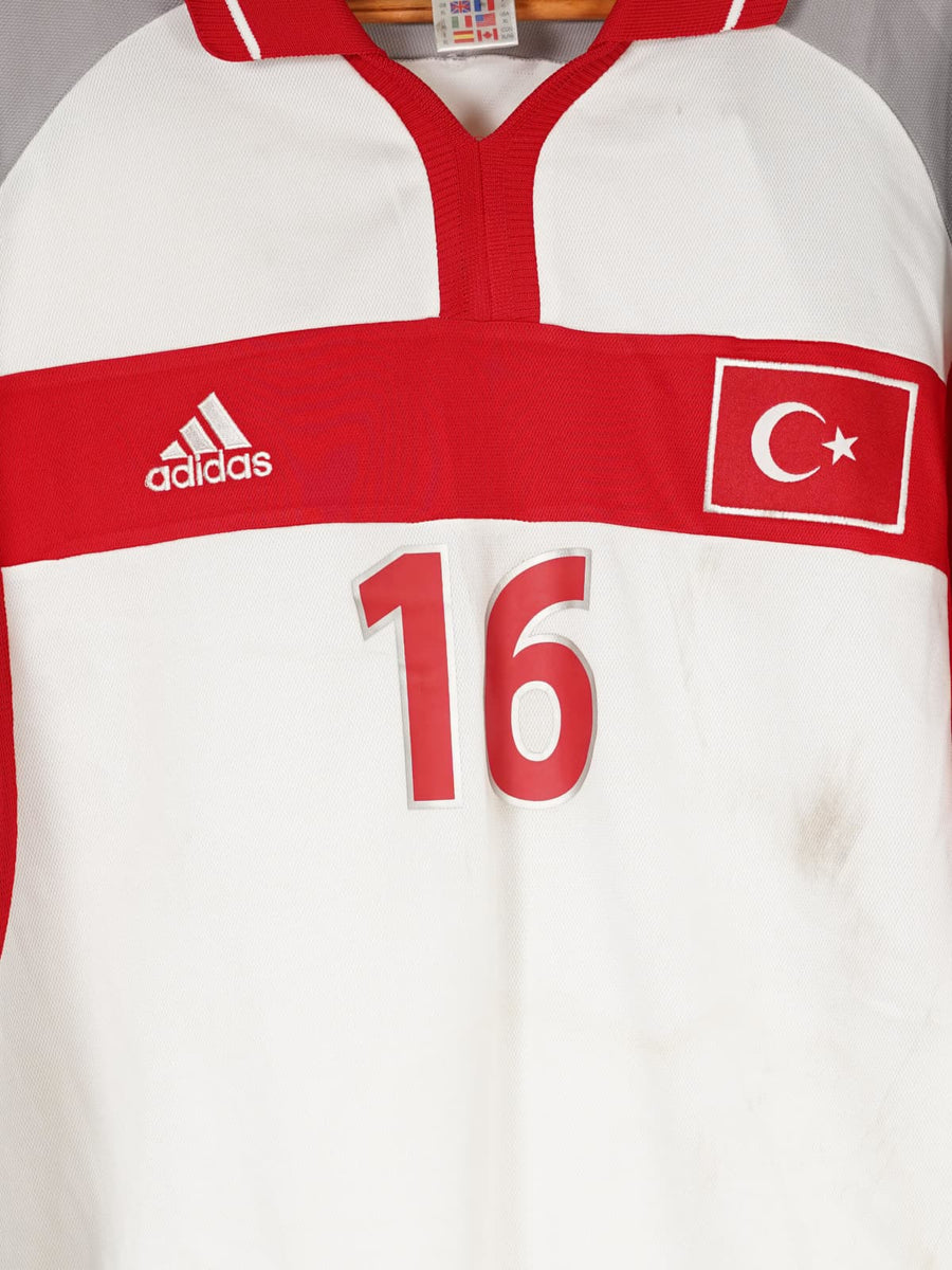 2000/01 Turkey Ergün Penbe #16 Away Shirt L/S Match Worn (XL) Adidas