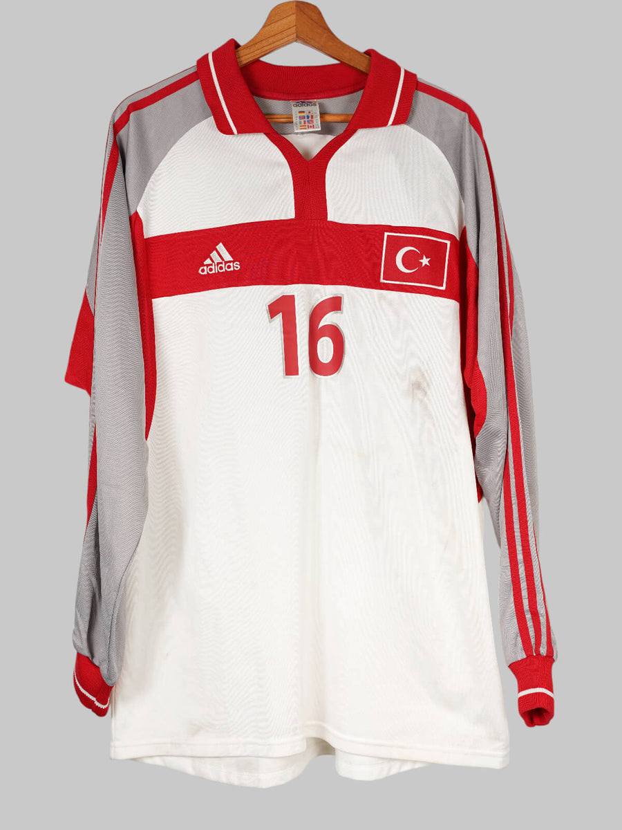 2000/01 Turkey Ergün Penbe #16 Away Shirt L/S Match Worn (XL) Adidas