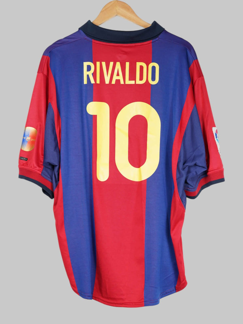 2000/1 Barcelona Rivaldo #10 Home Shirt (XL)