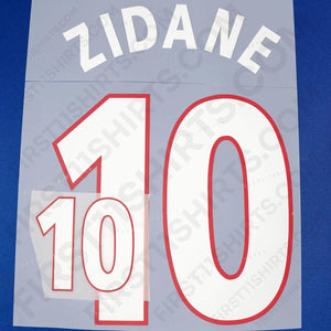 2000/1 France Home Name Set Zidane 10 v2 (Repro)
