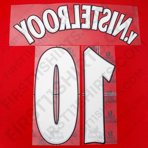 2001 - 2006 Man United Home Name Set v.Nistelrooy 10 Flock (Repro)