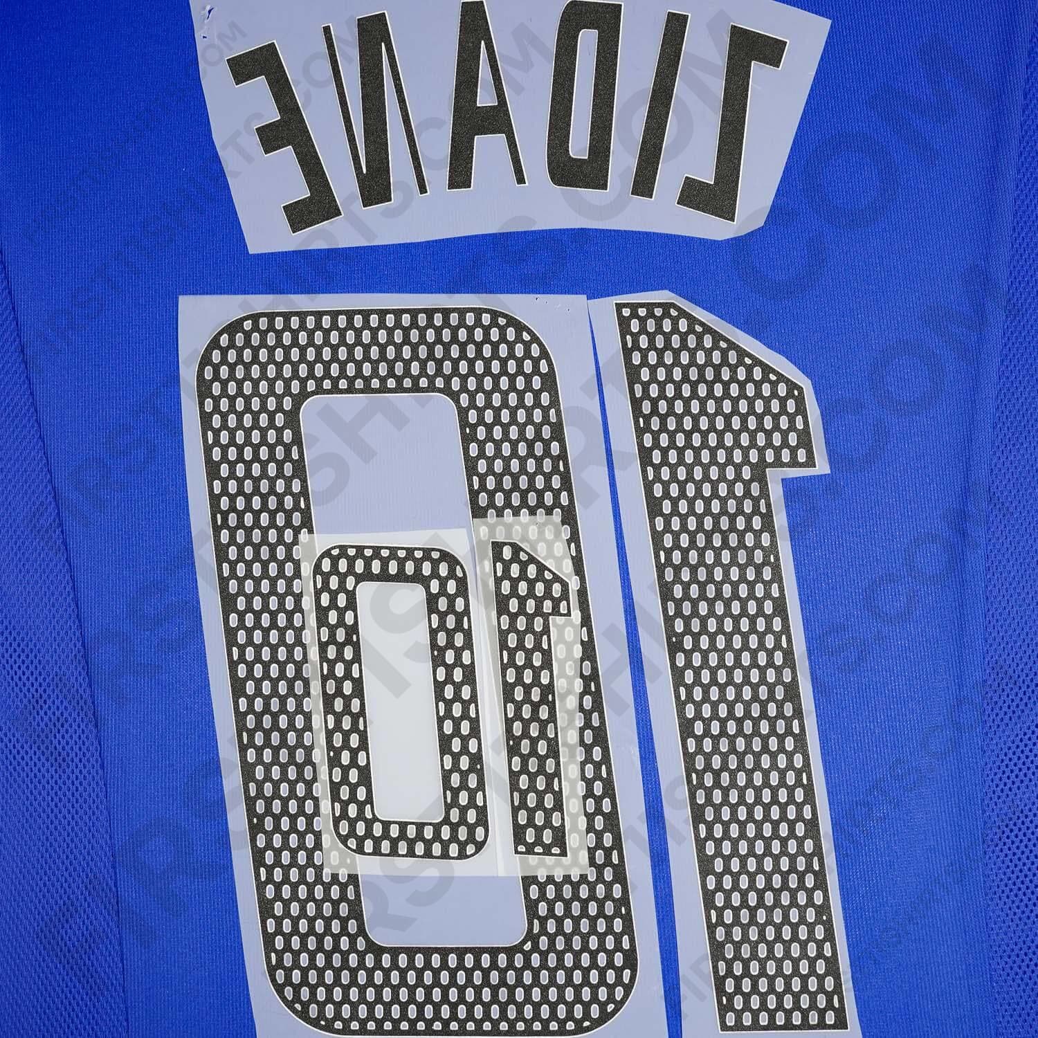 2002/3 France Home Name Set Zidane 10