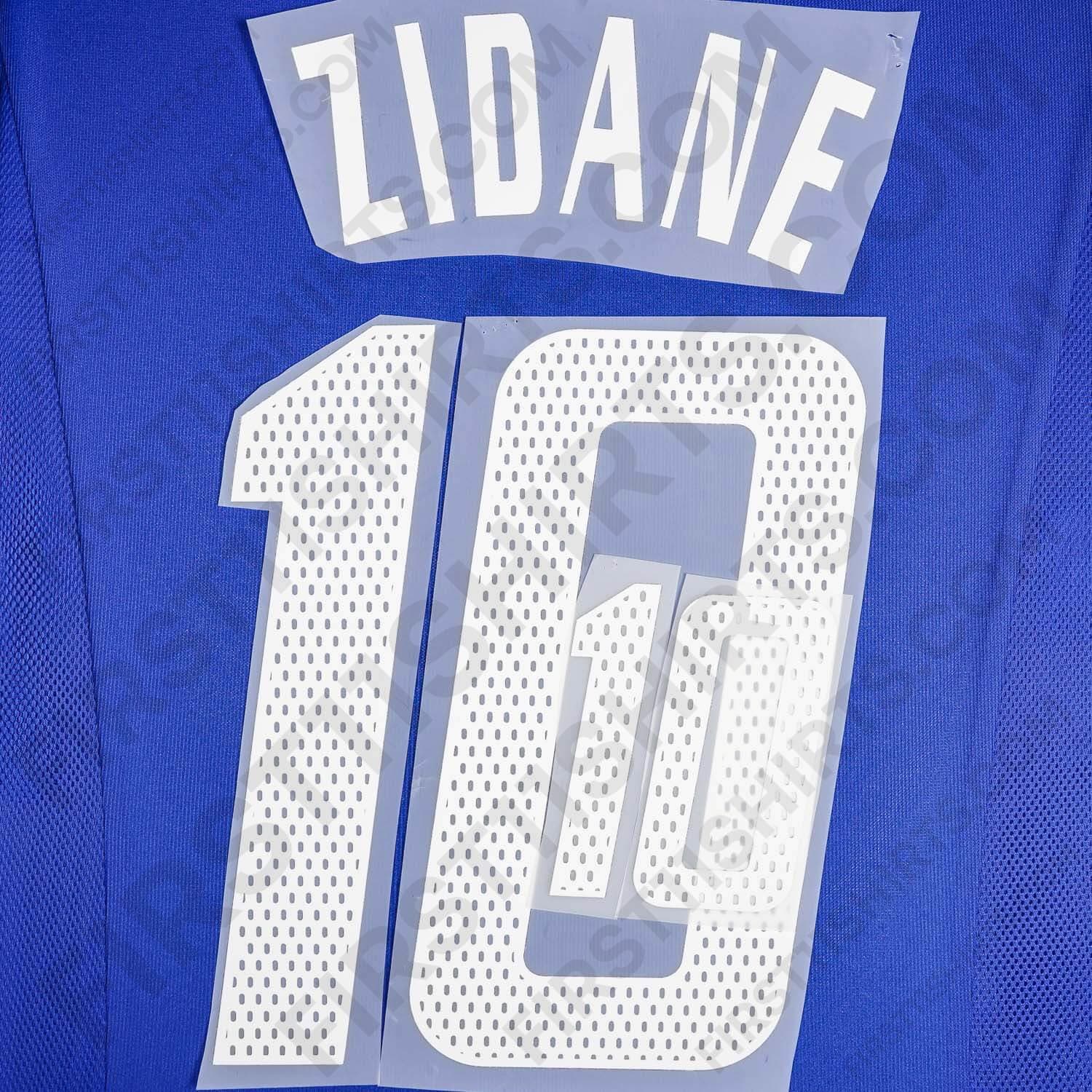 2002/3 France Home Name Set Zidane 10