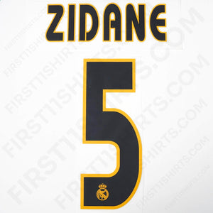 2003 - 2005 Real Madrid Home Name Set Zidane 5 (Repro)