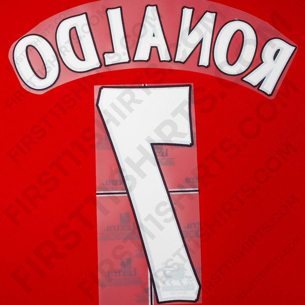 2003 - 7 Manchester United Home/Away Name Set Ronaldo 7 Flock (Repro)