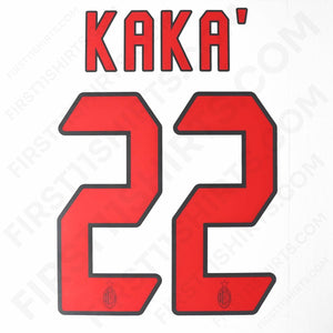 2004 - 2007 AC Milan Away Name Set Kaka 22 (Repro)