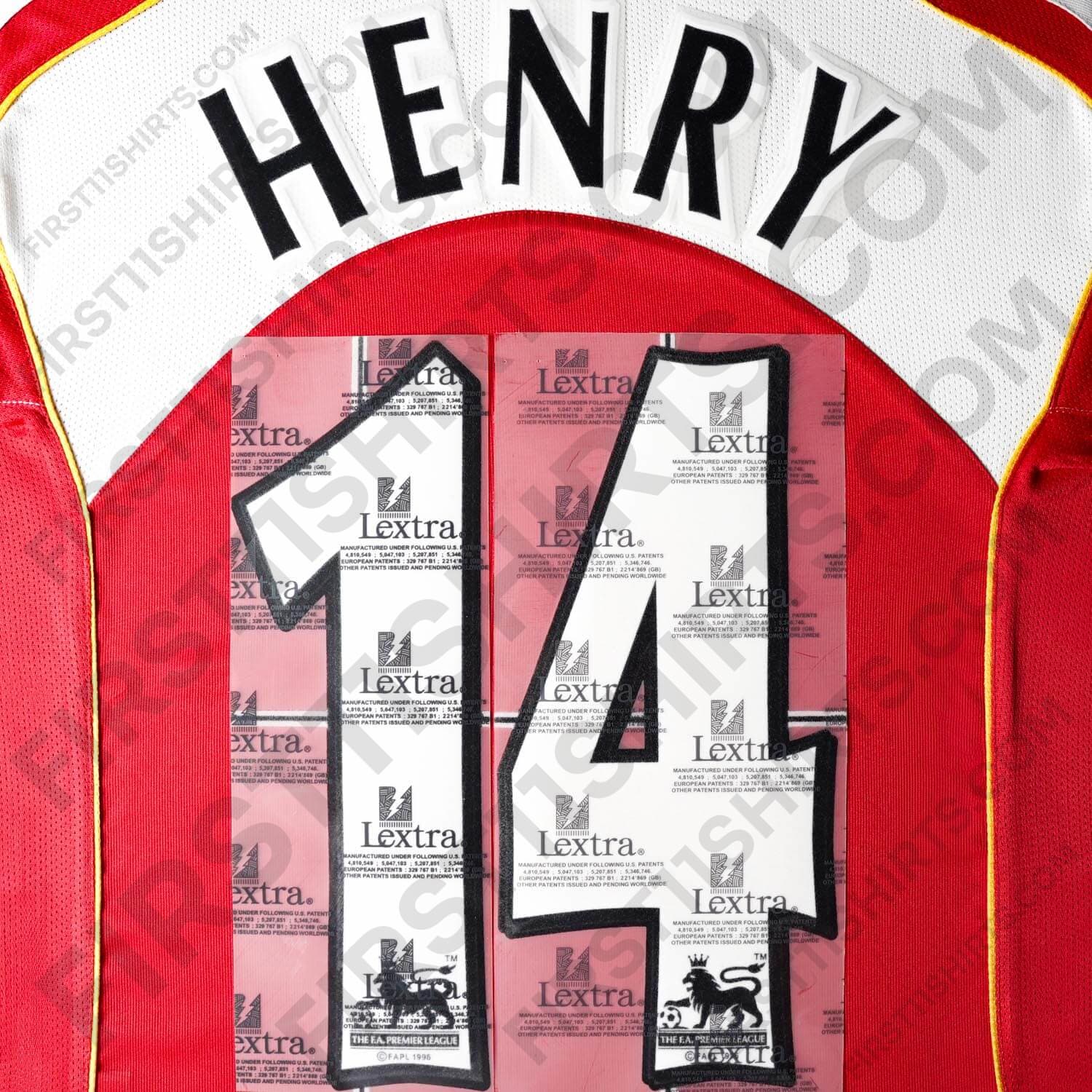 2004/5 Arsenal Henry #14 Home Flock Name Set (Repro) | First11