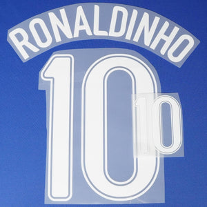 2006 - 2008 Brazil Away Name Set Ronaldinho 10 (Repro)