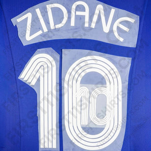 2006/7 France Home Name Set Zidane 10 (Repro)