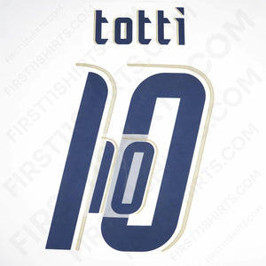 2006/7 Italy Away Name Set Totti 10 (Repro)