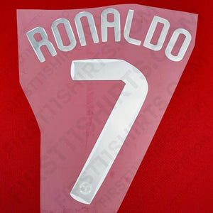 2007 - 2009 Manchester United Home Name Set Ronaldo 7 Cup Version (Repro)