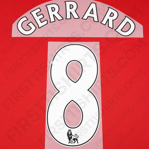 2007 - 2017 Liverpool Home Name Set Gerrard 8 PS (Repro)