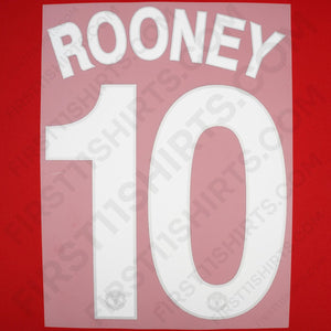2008 - 2011 Manchester United Home Name Set Rooney 10 (Repro)