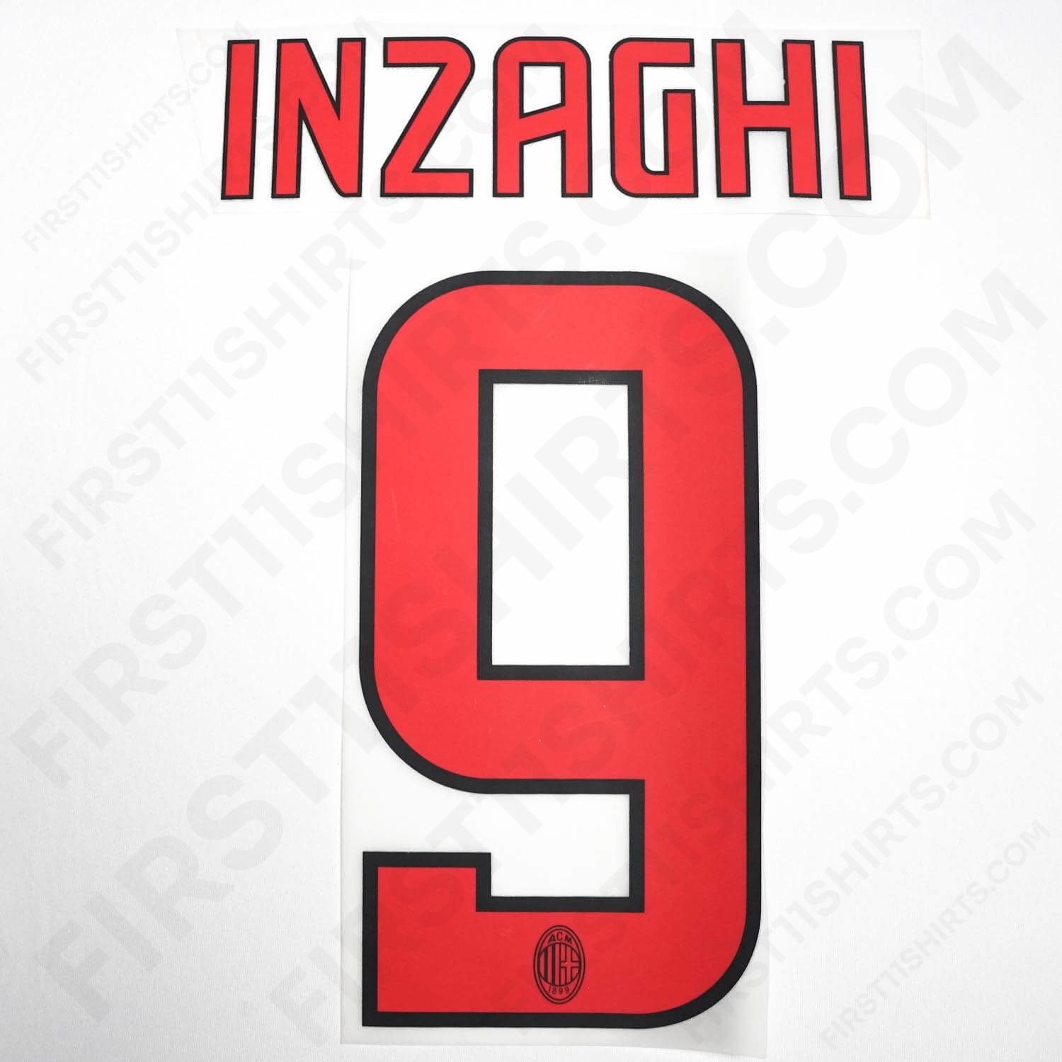 2008/9 AC Milan Away Name Set Inzaghi 9 (Repro)